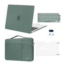 MOSISO Compatible with MacBook Air 13 inch Case 2025 2024 2023 2022 M3 A3113 M2 A2681,Plastic Hard Case&Horizontal Vertical Right Bevel Pockets Bag&Keyboard Skin&Webcam Cover&Screen Film,Emerald Green