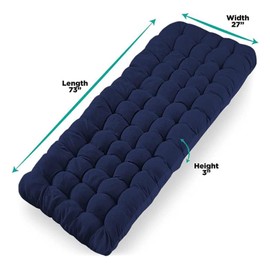 ZONETECH Camping Cot Pads Mattress - Premium Quality Outdoor Comfortable Thicker Cotton Sleeping Cot Lightweight Waterproof Bottom Pad Mattress for Adult, Kid (Blue, 2-Pack)