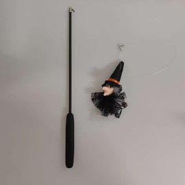 Halloween Witch Telescopic Cat Teaser Wand - Extendable Fishing Rod Toy with Bells, Interactive Cat Toy for Halloween Fun and Exercise