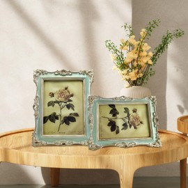 CISOO Vintage Picture Frame Antique Photo Frame Table Top Display and Wall Hanging Home Decor, Green (6x8)