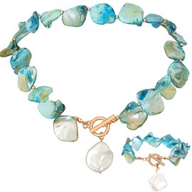 Navoky Seashell Starfish Choker Necklace Sea Shell Blue Summer Necklaces Bracelet Vacation Beach Jewelry Accessories for Women