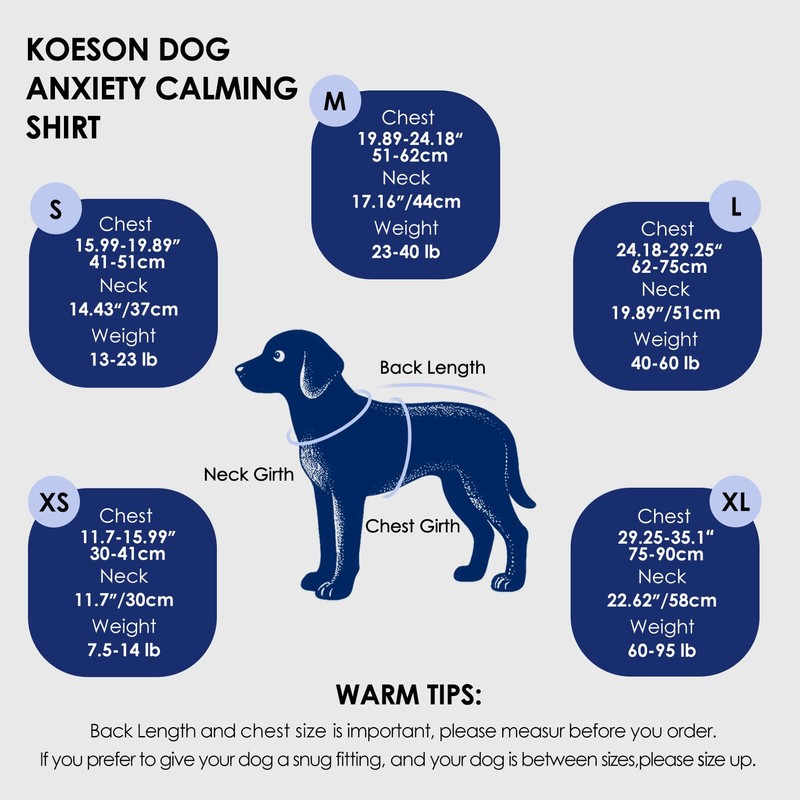 KOESON Reflective Dog Anxiety Vest, Adjustable & Breathable Thunder Jacket