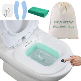 IRWPITW Sitz Bath, Electric Sitz Bath for Toilet Seat Hemorrhoids Postpartum Care Tub, Sits Bath Soak Pan for Women Men, Sitz Baths Salts Bowl, Hip Bath Basin, Foldable, Water Spray Style, Green
