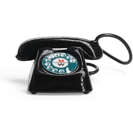 1/12 Scale Miniature Black Telephone Dollhouse Accessory, Vintage Office Desk Decoration