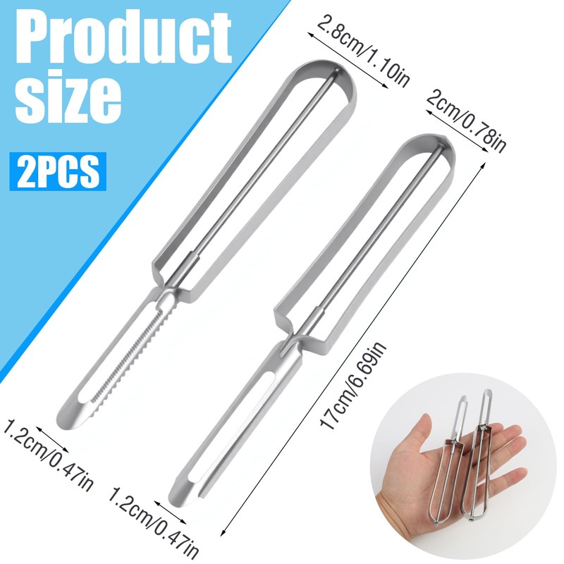 2 Pcs Stainless Steel Vegetable Peelers, Kitchen Potato Carrot Peelers