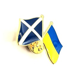 Ukraine Scotland Scottish Saltire United Kingdom UK Friendship Metal Country Flags Pin Badge