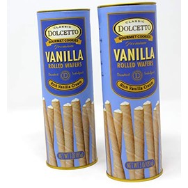 Classic Dolcetto Gourmet Cookies Premium Rolled Wafers Rich Vanilla Cream (85g) 3 oz. (Vanilla)