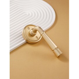 SORWDUERM 1 Pack Gold Door Lever Passage Door Levers Brushed Gold Interior Satin Brass Door Handle for Hall and Closet,Zinc Alloy