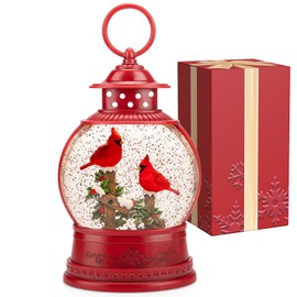 Christmas Snow Globes Cardinal Gift, Light Up Musical Snow Globe Christmas Decorations, 6H Timer, USB/Battery Operated, Red Cardinal Gift Christmas Indoor Home Décor