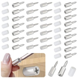 30 Pcs Self Tapping Screws Cabinet Laminate Support, Shelf Pins with Non-Slip Sleeve, Cabinet Shelf Pegs for Kitchen Utensils, Bookcases and Wardrobes, Fixed Support Self - Tapping Cross Screw