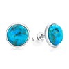 AIBAO Turquoise Earrings Sterling Silver Post Stud Earrings for Men