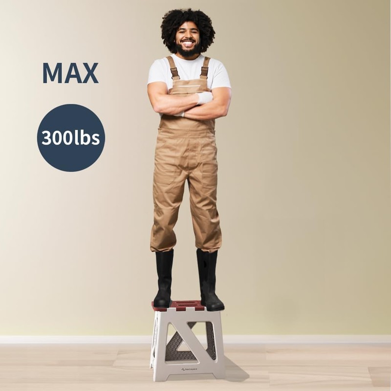 BLACKSPACE 9" Folding Step Stool for Adults, 250 lbs Capacity