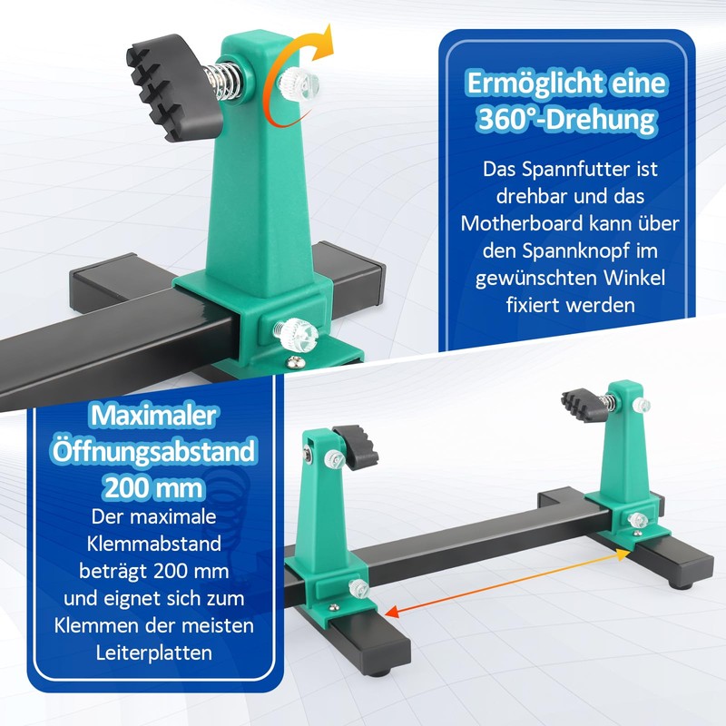 Adjustable PCB Holder for Soldering, Desoldering and Cleaning Printer Boards