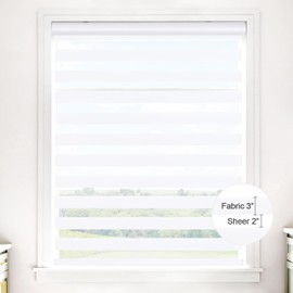 Sylshine Home Zebra Blinds for Windows 37 x 72 inches, White Dual Layer Sheer Roller Shades Light Control Day and Night Privacy for Home Office