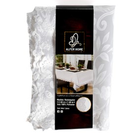 ALFER HOME Mantel Rectangular para Mesa En Jacquard Y Troquelado En El Borde, Medidas 2.50 x 1.50 m, 100% Poliéster De Excelente Calidad (Blanco #3)