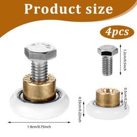 19 mm 4 PCS Shower Door Rollers Runners Wheels Replacement Part, Bath Shower Door Rollers Replacement Part Bathroom Glass Door Runner Sliding, Shower Door Roller Wheel Enclosures Cabins