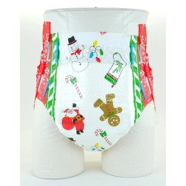Oodzoo Boodzoo TARIFF SALE! - Lrg-Adult Printed Christmas Diapers Large 36"-48" Case/4 Packs
