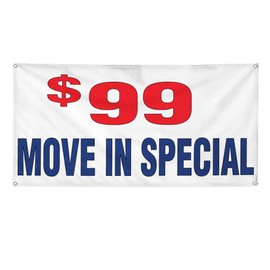 Vinyl Banner Multiple Sizes $99 Move in Special Red Blue Business Outdoor Weatherproof Industrial Yard Signs 10 Grommets 60x144Inches