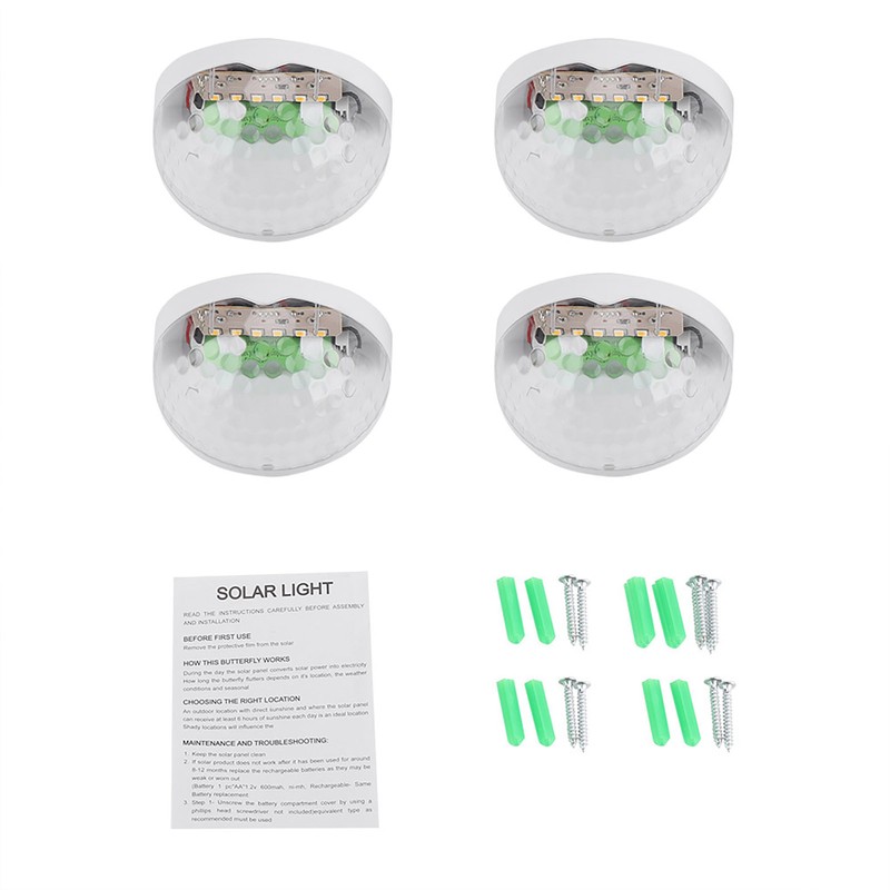 4Pcs Solar Powered LED Lights Outdoor Courtyard Waterproof Wall Mounted