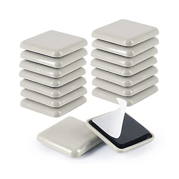GINOYA Stick Furniture Sliders, 16pcs Square Furniture Glides for Easy