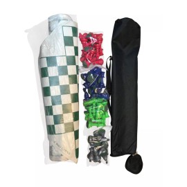 Rook-N-Pawn 4 WAY CHESS SET COMBO - Vinyl 4 Way Board , 4 Sides Color Pieces & Bag