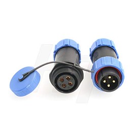 HangTon HE21 4 Pin Waterproof Aviation Screw-Crimp Connector Cable Plug Male Female Power Quick Disconnect Outdoor Wire Plug for LED/Marine/Lighting Application