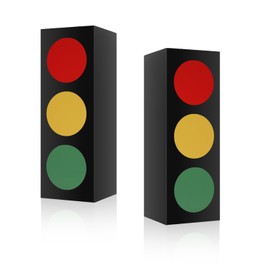 lasuroa 2pcs Traffic Light Favor Boxes, 17 Inch Traffic Centerpieces for Tables Traffic Light Party Boxes Construction Cars Birthday Party Decorations for Boys Girls