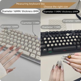 Nail Type Keyboard Stickers,Computer Keyboard Nail Friendly Button Stickers,Reusable Adhesive Long Nail Keyboard Cover Stickers for Typing and Gaming, for Women with Long Nails (36pcs(16MM))