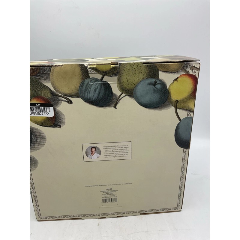 John Derian Blue Feather Scalloped Edge Stoneware Salad Plates 9"