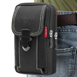 Funda para Cinturón de Celular, Bloquee el Bolso Portátil del Teléfono de los Hombres de la Cremallera, Funda Táctica Multiusos Teléfono para Trabajo, Senderismo, Camping, Barbacoa, Rescate (Negro)