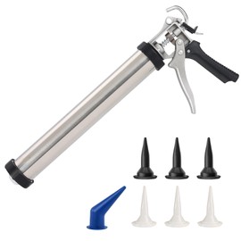 Sausage Caulk Gun,20 oz(600ml) Sausage Foil Pack/10 oz Cartridge Adhesive Dual-Purpose,18:1 Thrust,15” Sealant Manual Caulking Gun Kit With Cone Nozzles and Bent Tip (Sliver-1 Pack)