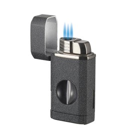 Visol Diablo Butane Torch Triple Flame Refillable Gas Lighter, Built in Cutter, Built in Holder, Windproof Adjustable Flame Lighter (Shipped Without Butane) (Black)