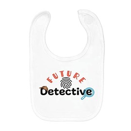Baby Bib Organic Cotton Future Detective Detective Work Movies, White