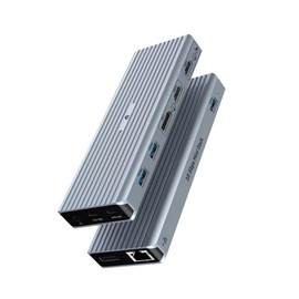 OOTDAY Laptop Docking Station, 11 in 1 Docking Station with Two 4K @ 60Hz Video Outputs, 3 x USB 3.1 10 Gbit/s, 2 x HDMI, 2 x DP, Two Monitors, 100 W PD, Gigabit Ethernet and Audio