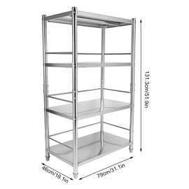 TFCFL Stainless Steel Shelving, 4-Tier Storage Shelf 31 X 18 X 51 Inch Heavy Duty Garage Shelf with Adjustable Height 200lb Per Shelf for Kitchen Commercial Office Garage Storage