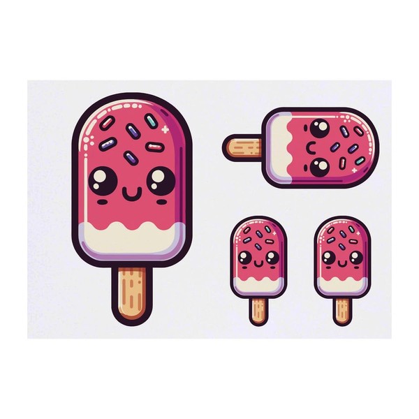 4 x 'Kawaii Ice Lolly' Temporary Tattoos - Water Resistant,