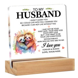 Husband Gifts From Wife, Romantic Gifts for Him, Husband Gift for Birthday Christmas Valentine's Day, Husband Clear Acrylic Sign for Home, 4 x 4 Inches