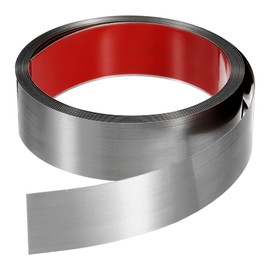 HARFINGTON 16.4ft x 1.58" Wall Trim Peel and Stick Molding Trim Frame, Self Adhesive Stainless Steel Brushed Finish Metal Strip Trim for Wall Ceiling Floor Cabinet Tile Edge, Silver