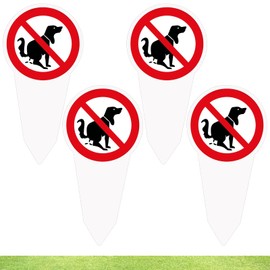 Jortmrd No Dog Toilet Sign No Dog Toilet Sign 30 x 15 cm Sign Dogs Poop Prohibited Sign Prohibited Sign Prohibition Sign Made of PVC 3 mm Printed on Both Sides Weatherproof UV Protection Pack of 4