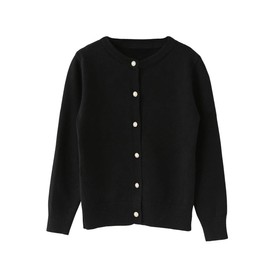 SMILING PINKER Little Girls Crewneck Cardigans Button Knitted Uniform Sweaters(8-9 Years,Black)