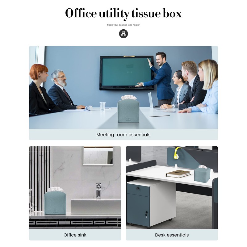 Tissue Box Cover, Jeethemy Square PU Leather Tissue Box Holder,