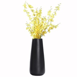 Vase Schwarz Matt, Kleine Vase Keramik Blumenvase, Vasen Wohnaccessoires & Deko für Wohnzimmer, Küche, Tisch, Zuhause, Büro, 6.5 x 20cm