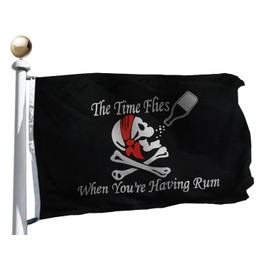 Pirate Time Flies Flag 3x5 Ft Large, Moderate-Outdoor& Indoor Both Sides 100D Thick Polyester The Time Flies When You're Having Rum Banner