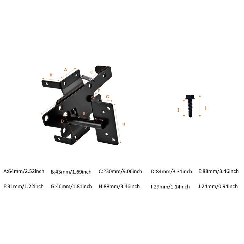 Heavy Duty Fence Self-Locking Gate Latch – Black Finishing Post
