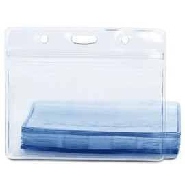 Transparent plastic ID sleeves, in 105 x 75 mm format, as a protective cover for cards, card holders, card format made of soft PVC for lanyards, transparent 50