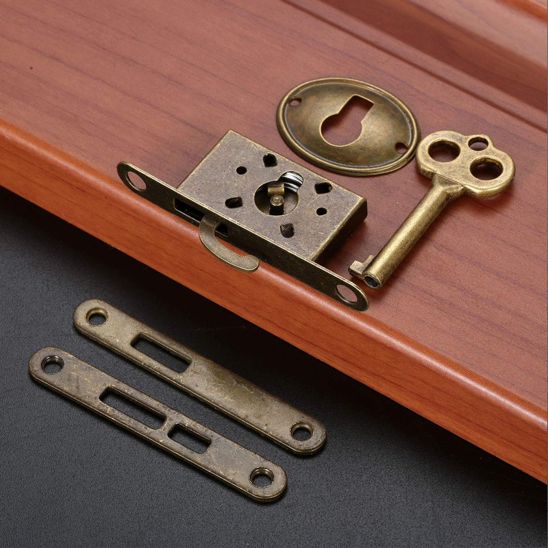 Dophee 1Set Antique Bronze Full Mortise Mini Decorative Locks with