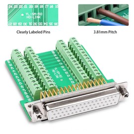 Jienk DB50 Solderless Connector, D-SUB 50-pin Port Terminal Adapter HDB50 Breakout Board with Nuts (Female)