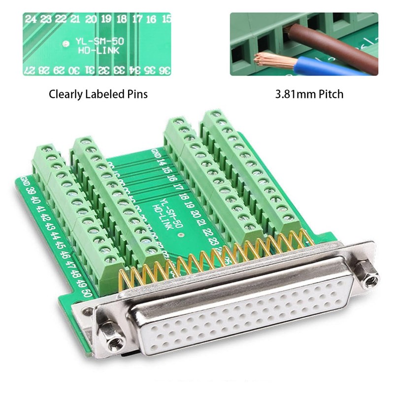 Jienk DB50 Solderless Connector, D-SUB 50-pin Port Terminal Adapter HDB50