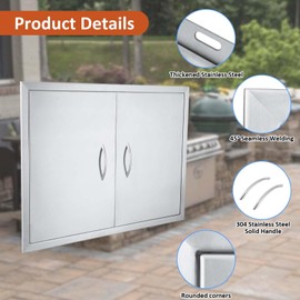 JIE JIN 24" W X 24" H Outdoor Kitchen Doors Double Doors Thickened 304 Brushed Stainless Steel BBQ Access Door BBQ Island Doors Outdoor Kitchen Accessories Door for Outdoor Kitchen BBQ Island