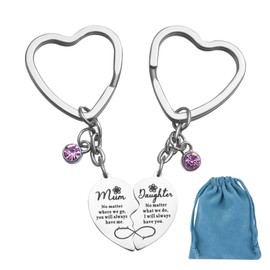 ORUZA 2 PCS Mother Daughter Keyring Mother Daughter Heart Matching Keychain Gifts For Mothers Day Birthday Christmas Gifts Mummy Mum Keyring Presents From Daughter